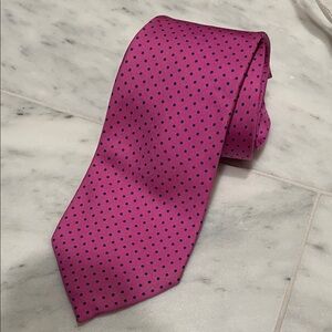 Turnbull & Asser Fuchsia Tie with Navy Dots
